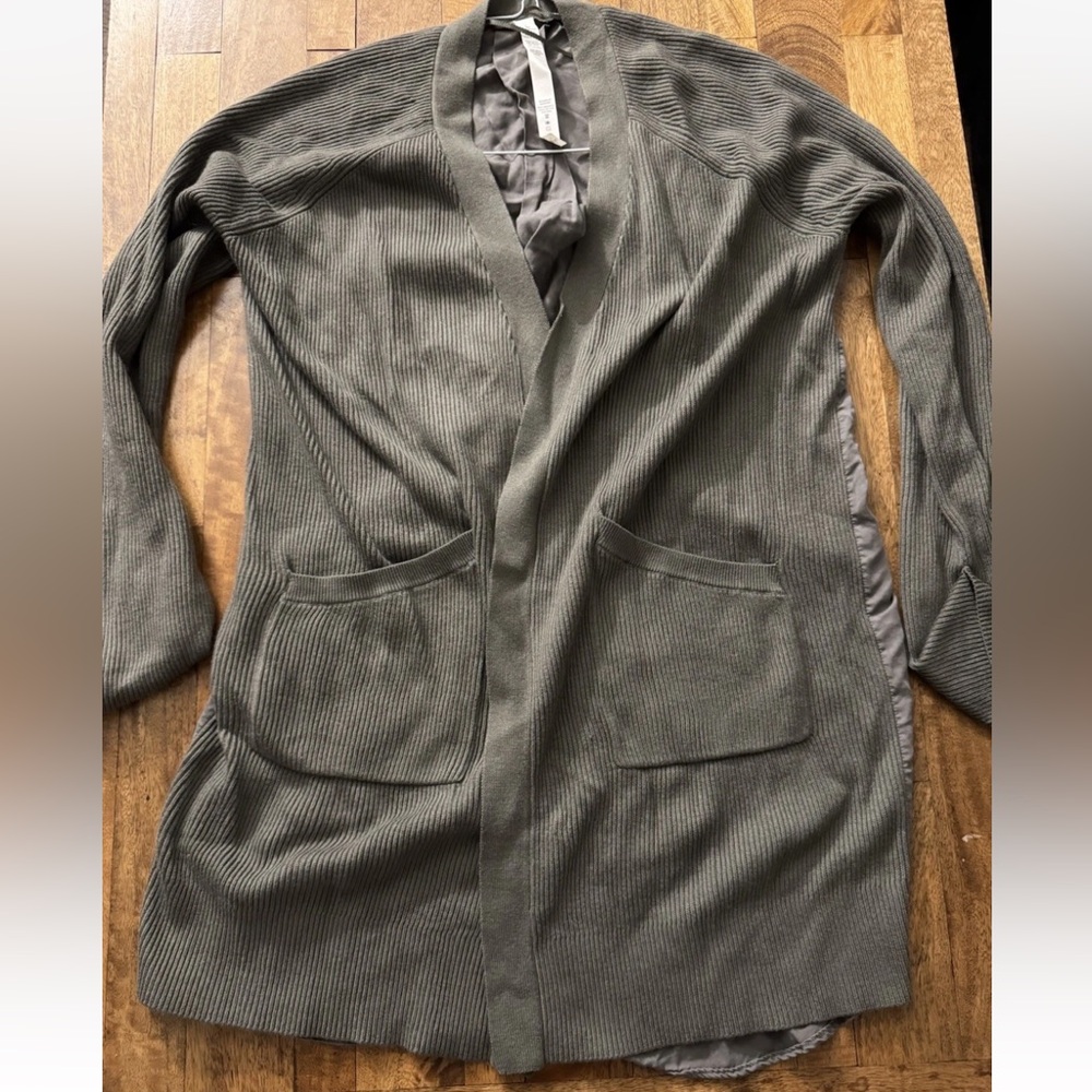 Lululemon Open Front Long Cardigan Women's Size 6 Sage Green Lightweight